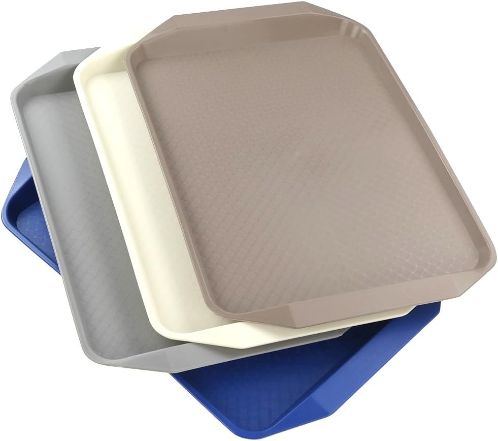 Ggbin4 Packs Rectangular Serving Trays, Plastic Fast Food Serving Trays