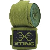 STING Elasticised Hand Wraps for Boxing and MMA, 120-Inch, Khaki | Extended Wrist Coverage, Thumb Loop, Secure Hook and Loop Closure, Enhanced Protection and Performance