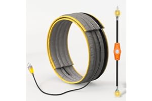 3Ft YeloDeer Stickable & Trimmable Water Pipe Heating Blanket Kit, Upgraded Self-Regulating Heating Cable for Freeze Protection, Fits Metal/Plastic Pipes, with Thermostat Extension Cord (3ft x 6.7")