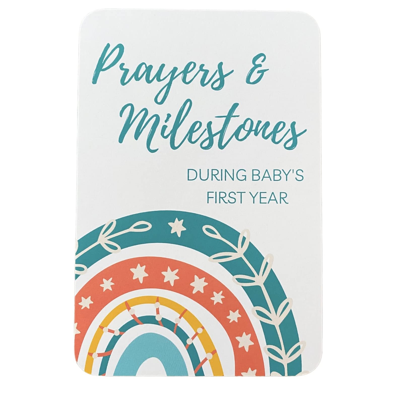 Autumn & Annie Prayer & Milestone Cards for Baby's First Year, Monthly Baby Milestone Cards, Unique First Time Mom Gift, Religious Baby Shower Gifts, Gender Neutral Rainbow Baby Gifts (Rainbow)