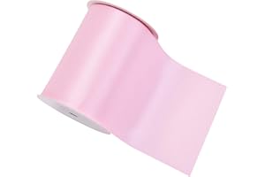 YAMA Double Face Satin Ribbon Roll - 4 inch Wide Solid Color Craft Ribbon, Great for Chair Sash,Making Bow, Sewing and Wedding Bouquet- 5 Yard/Spool, Pink