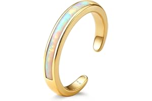 FIASASO 14K Gold Filled Toe Rings for Women Non Tarnish 14K Gold Filled Toe Ring Adjustable Band Opal Dainty Toe Ring Summer Beach Open Toe Rings Foot Jewelry