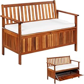 vidaXL Madera Acacia Maciza Banco de Jardín Almacenamiento Caja Asiento Patio 