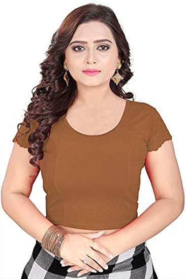 Women's Lycra Cotton Stitched Ladies Fancy Ethnic Wear Saree Blouses