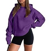 onlypuff Women Pullover Sweatshirt Long Sleeve Hoodies Kangaroo Pocket Fleece Basic Sweater