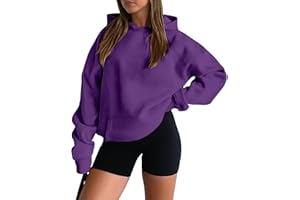 onlypuff Women Pullover Sweatshirt Long Sleeve Hoodies Kangaroo Pocket Fleece Basic Sweater