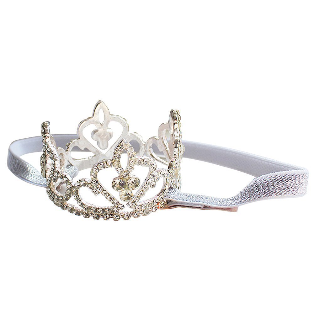 Baby Mini Head Wear Noble Crystal Crown Newborn Baby Kids Toddler Girl Silver Hair Band