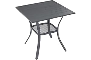 VICLLAX Small Square Outdoor Patio Table, All Weather Metal Outdoor Dining Table for Lawn Garden, 27.5"x 27.5" Patio Table for Outside, Grey