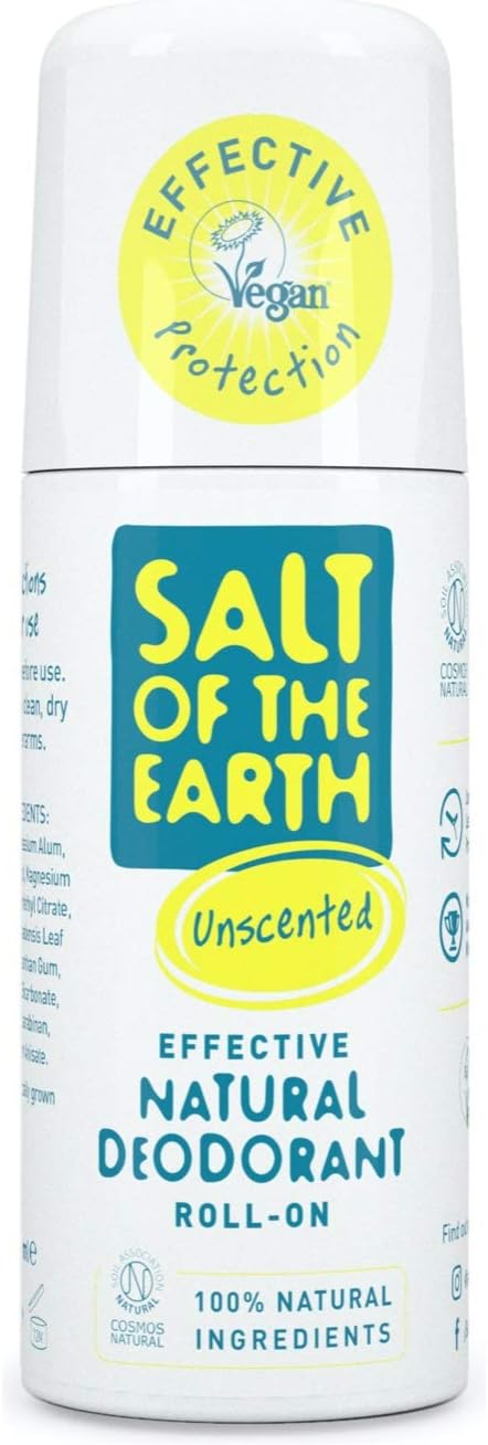 Salt of the Earth, Natural Deodorant Roll On, Effective Protection, 100% Natural Origin Ingredients, Vegan, Fragrance Free