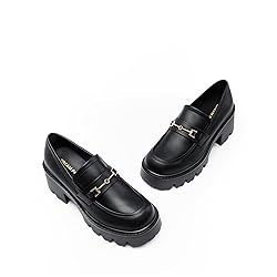 Women Loafers Platform Chunky Heel Slip On Lug Sole