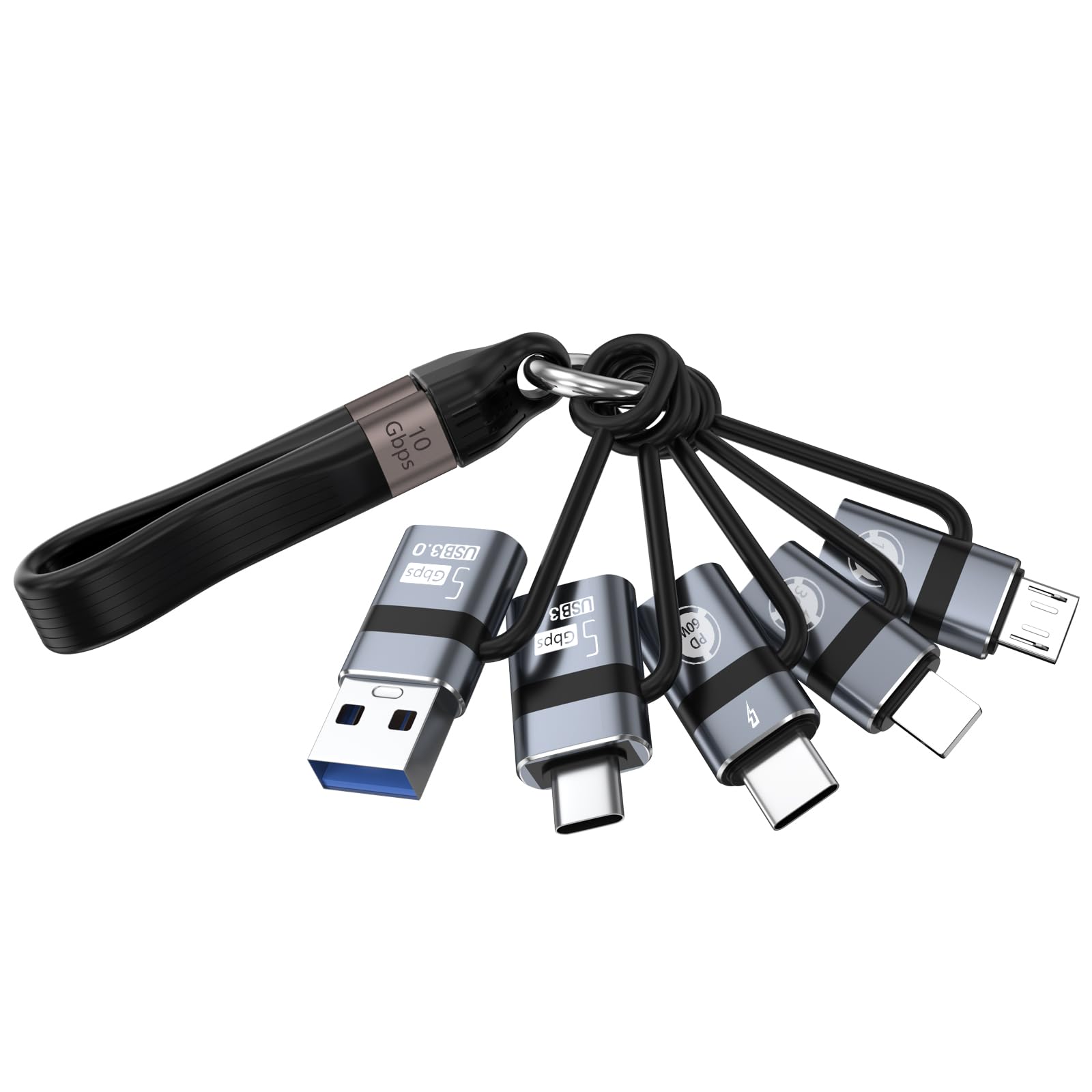 Liaoan USB A to USB C 3.0 OTG Adapter, USB C to Micro Converter, IP to Type-C Converter, and Type-C to USB A OTG 3.0 Adapter (6 Pieces), Supporting Fast Charging and Data Transfer