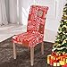 misaya Stretch Spandex Dining Room Chair Cover Removable Washable Chair Protector Flowers Painting Stool Seat Slipcover, Set of 4, Merry Christmas