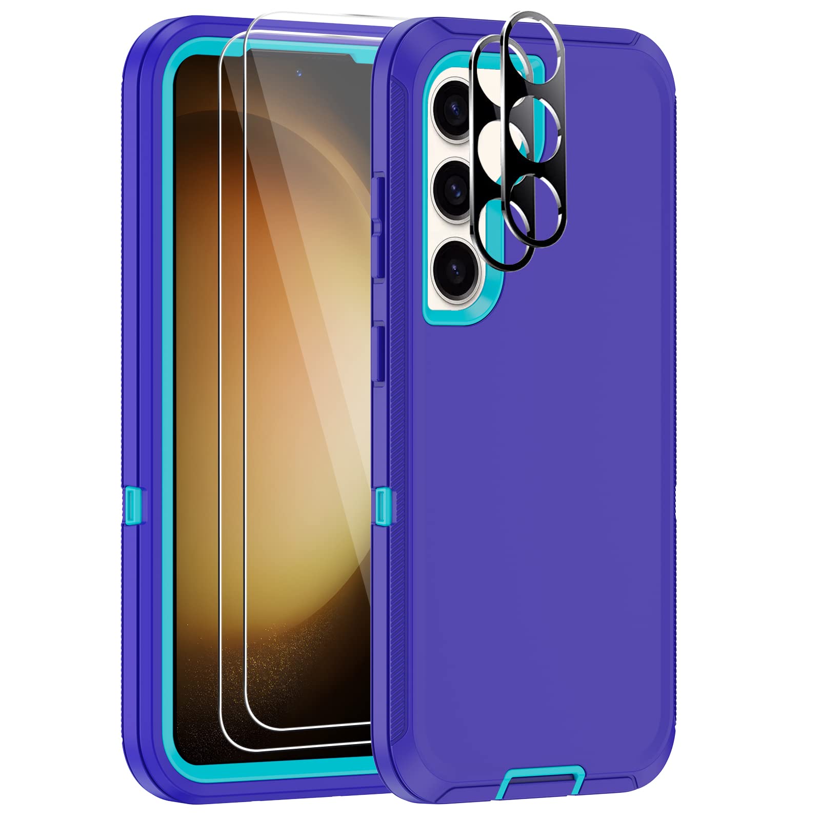 KECAI for Samsung Galaxy S23 Plus Case with 2 Screen Protector + 2 Camera Lens Protector,Shockproof Heavy Duty Drop Proof Military Rugged Durable Full Body Protection Phone Case Cover (Purple)