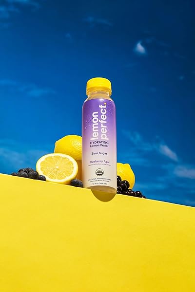 LEMON PERFECT, HYDRATING ORGANIC LEMON WATER, ZERO SUGAR, FLAVORED WATER, SQUEEZED FROM REAL FRUIT, PLASTIC NEUTRAL, NO ARTIFICIAL INGREDIENTS, BLUEBERRY ACAI (12OZ BOTTLES) 12PK