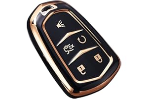 Cacacar for Cadillac Escalade Key Fob Cover, for Cadillac ATS CTS CT6 STS SRX XT5 Key Fob Case Premium Soft TPU Full Protection Smart Key Holder (Black)