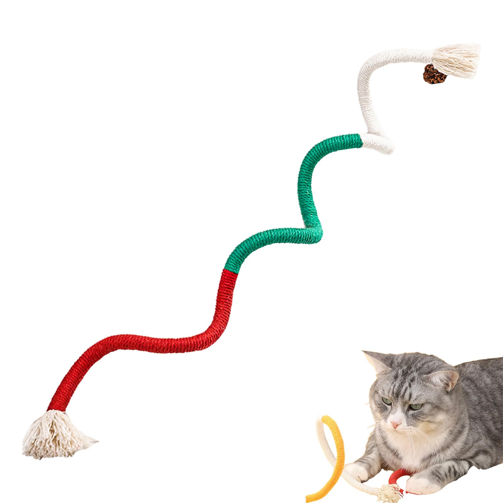 RELONGGI 70cm Organic Cotton Cat Chew Rope Toy for Indoor Cats - Refillable Catnip Dental Chew, Teething Relief & Boredom Solution for Kittens and Adult Cats (Red, 1-Pack)