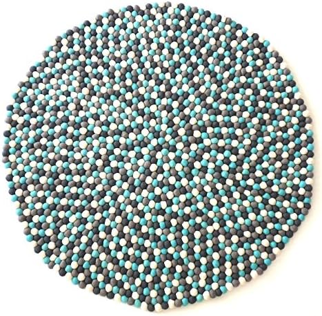 Happy As Larry Seabreeze Felt Ball Rug - Handmade in Nepal (4'11" (150cm))