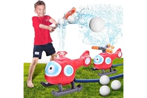 TANSAR Water Sprinkler Baseball Toy Set for Kids, Outdoor Water T Ball Game for Kids Ages 4-8, Summer Helicopter Toys for Backyard, Garden, Fun Games for Boys 5-7, Red