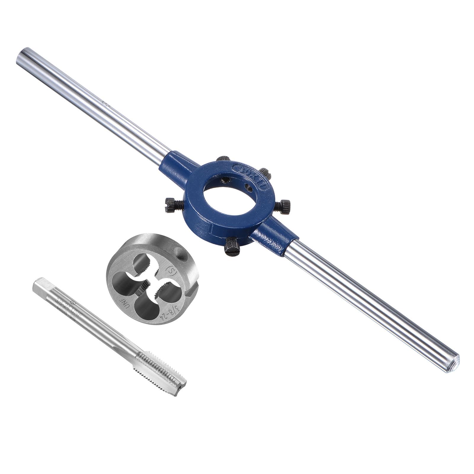 CoCud Tap and Die Stock Handle Set, 3/8-24 UNF Die & Fit 20mm-30mm OD / M9-M11 Die, High Speed Steel Thread Tapping and Wrench Tool Kit - (Applications: for Threading Repairing)