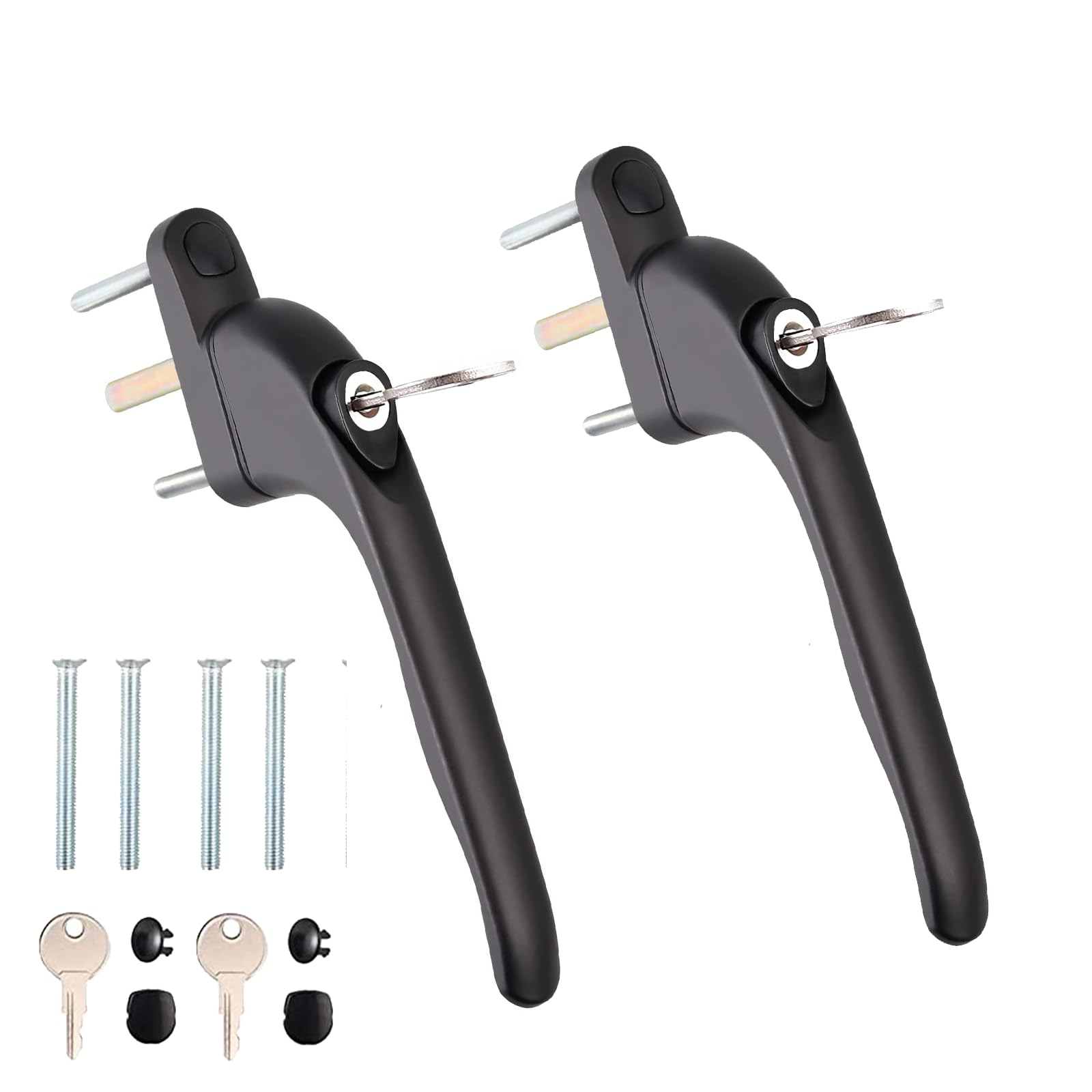 UPVC Window Handle Black WODSTA 2PCS Lockable Window Handle Aluminum White Universal Espag Handles with Key with 43mm Spindle Length for Indoor and Outdoor UPVC Window |Black|