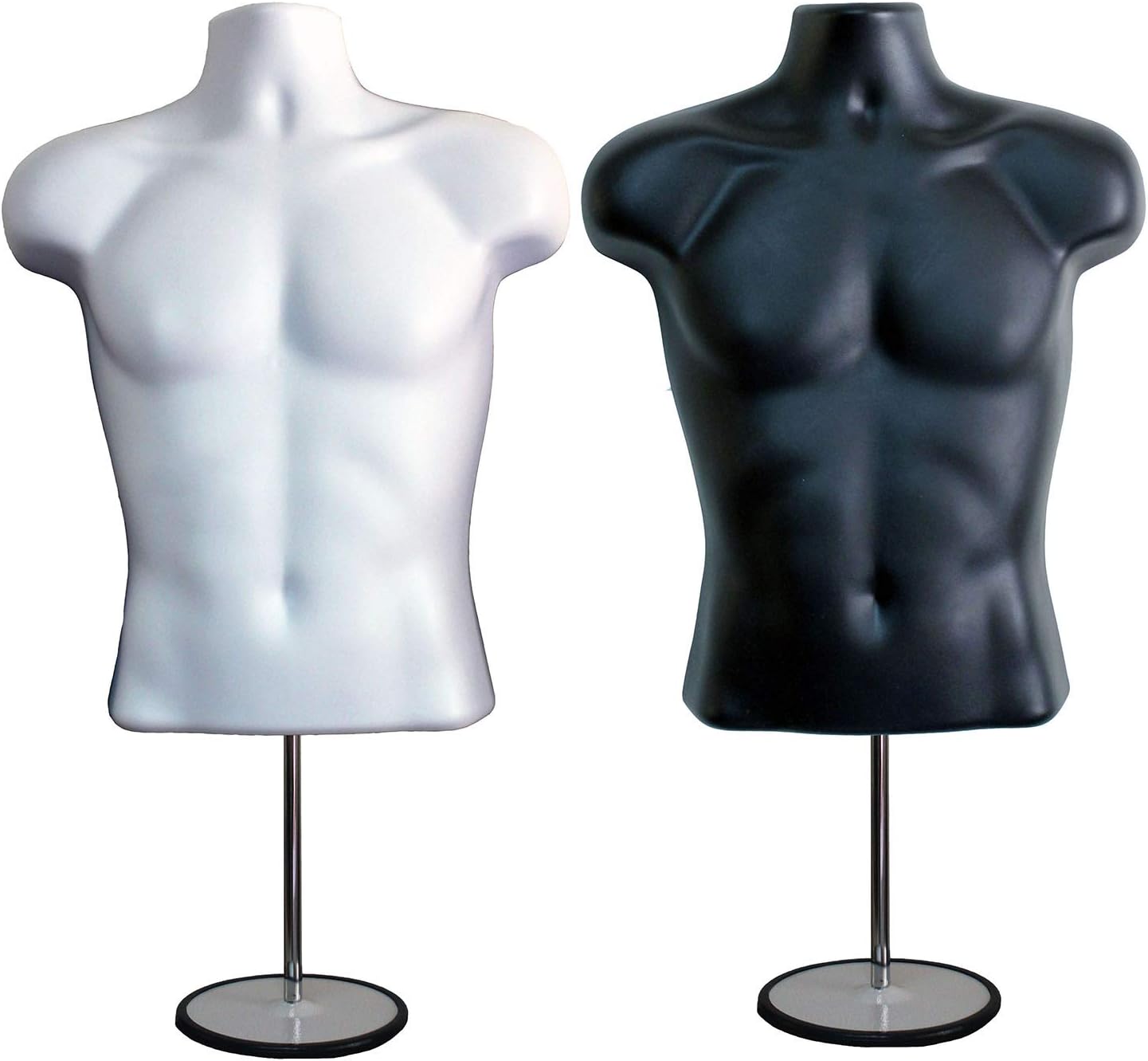 Black Male + White Male Hollow Back Mannequin Torso Set w