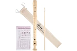 Eastar Soprano Recorder Instrument for Kids Beginners, German Fingering C Key with Cleaning Kit, Thumb Rest, Cotton Bag, Fing