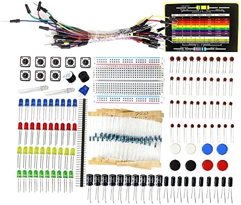 Mihappy Electronic Fun Kit Bundle with Breadboard Resistor, Jumper Wires, Capacitor, LED, Potentiometer