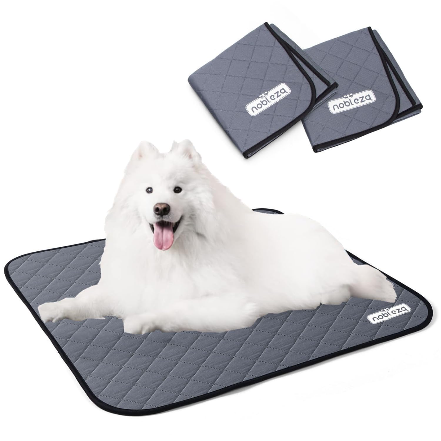 Nobleza Washable Puppy Pads, 2 Pack Large 90x80cm Reusable Dog Training Mats, Super Absorbent Leak-proof Incontinence Pee Pad for Dogs Puppy, Waterproof Non-slip Bottom Whelping Pads