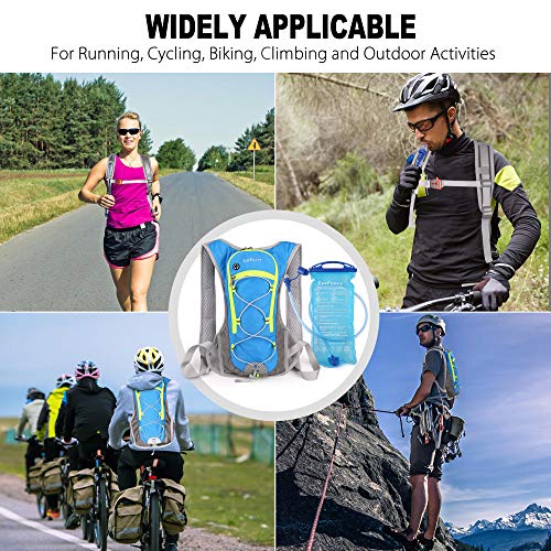 LotFancy Hydration Backpack with 2L Bladder (BPA Free), Insulated Hydration Backpack for Running Cycling Hiking Hunting, Leakproof, Lightweight, Odorless Water Pack for Women Men Kids, Blue