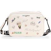 KARL LAGERFELD Women's Maybelle Pin Crossbody Handbag | PU Leather, Adjustable Crossbody Strap, Zipper Closure, Lined Interior, Slip Pockets, Day-to-Night