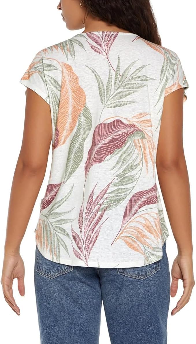 Photo 1 of Orvis Women’s Linen Blend Short Sleeve Top (Multi, X-Large)