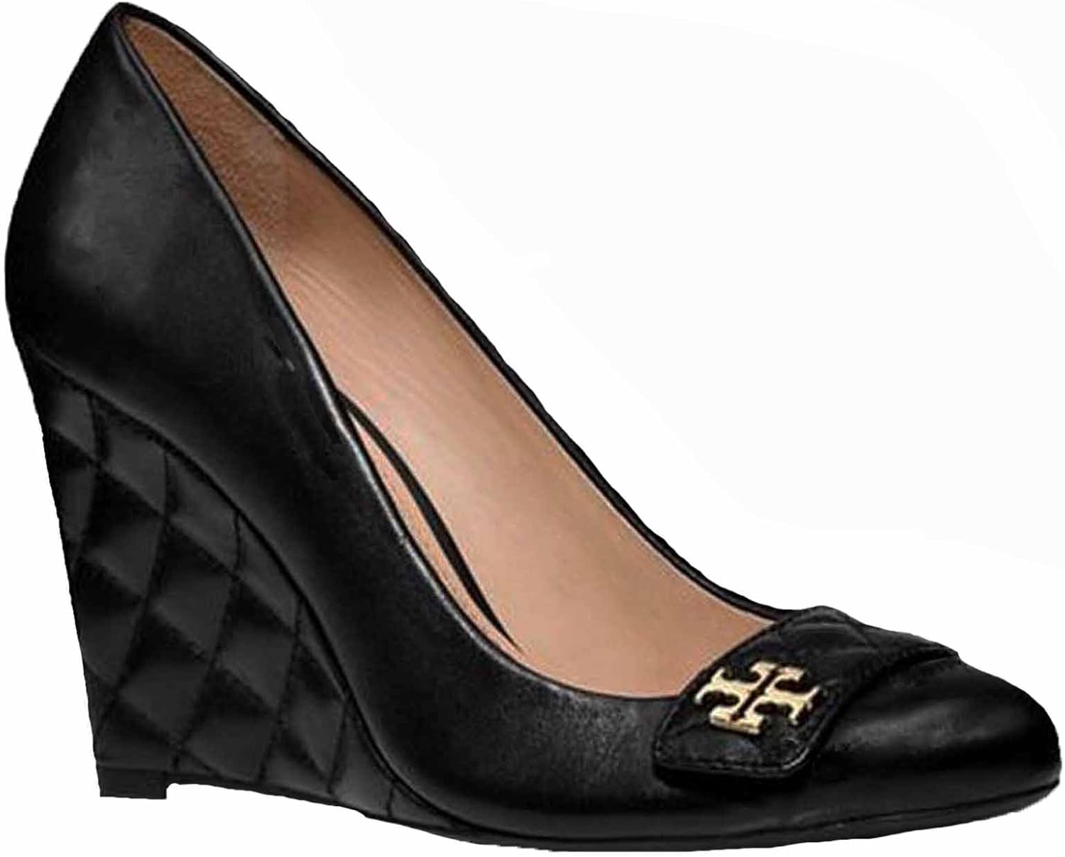 tory burch black leather wedge