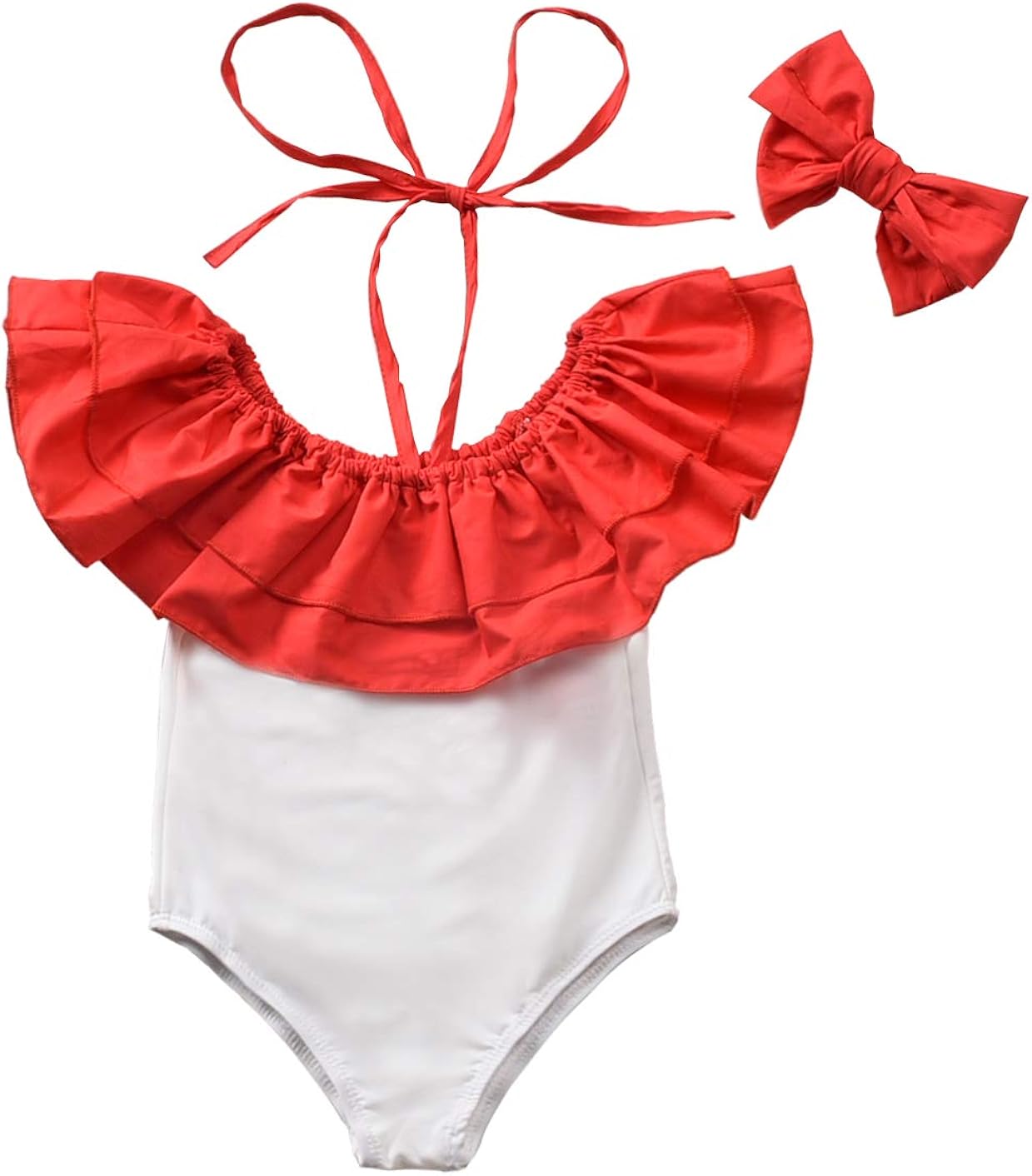 Little Girls One Piece Ruffle Swimsuits Floral Swimwear Beach Bathing