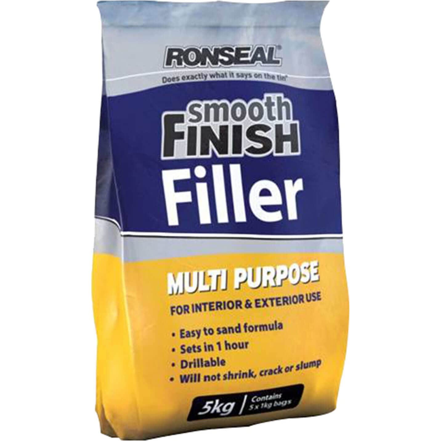Ronseal RSLMPWF5KG 5Kg Multi-Purpose Interior Wall Powder Filler with Smooth Finish