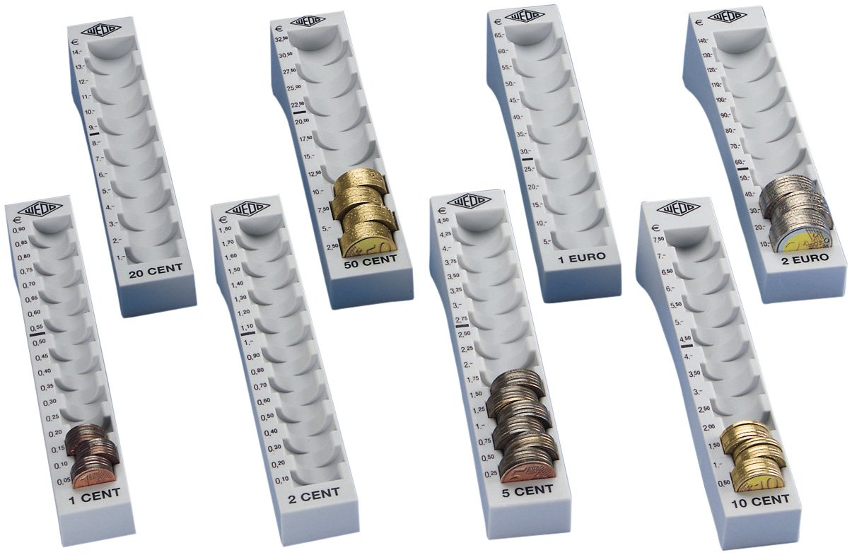 Wedo 161700837 Complete Plastic Coin Grooves Set of 8 Loose 27.2 x 18 x 4.4 cm Light Grey
