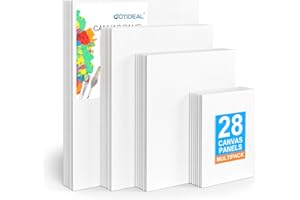 GOTIDEAL Canvas Boards for Painting Multi Pack, Primed 5x7", 8x10", 9x12", 11x14" Set of 28, White Blank Canvas Panel- 100% Cotton Artist Canvases Pack for Painting, Acrylic Paint, Oil, Watercolor