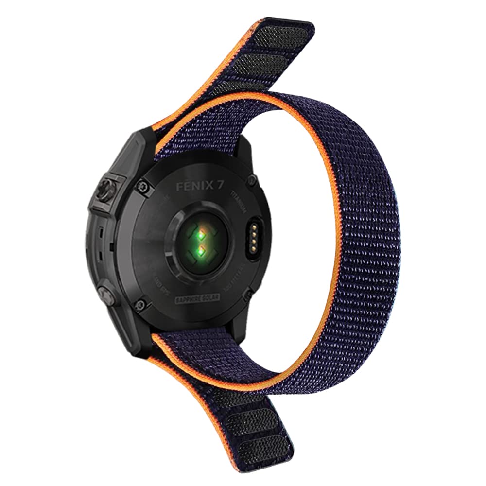Niboow QuickFit Strap 22mm for Garmin Fenix 7 Pro Solar/Fenix 7/Garmin Epix 2 Pro 47mm, Nylon Soft Lightweight Watch Bands for Garmin Fenix 6 GPS/6 Pro GPS/5/5 Plus/Garmin Descent G1 - Blue