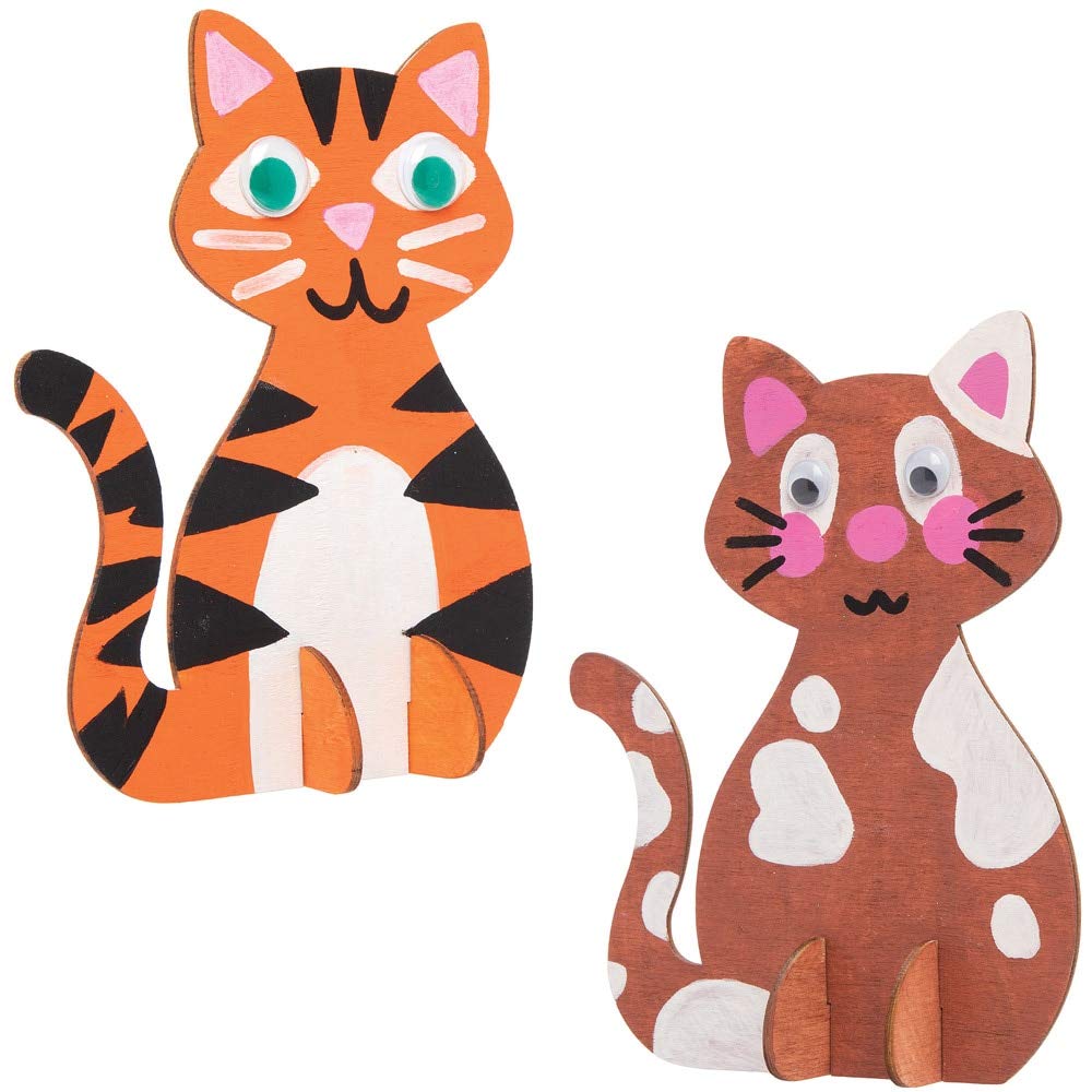 Baker Ross AT799 Wooden Stand up Cats - Pack of 6, Woodcrafts for Kids to Design Paint, Decorate and Then Use - Image 3
