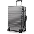 TRAVELKING All Aluminum Carry On Luggage with TSA Locks Zipperless Alloy Metal Hard Shell Spinner Suitcase (Metallic, 20 Inch)