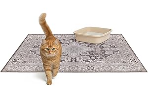 Lovewag Pets Cat Litter Mat 2 Pack - Large 36x48 Machine Washable Easy Clean Non-Slip Waterproof Mats for Cats - Caramel Crem