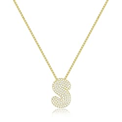 KissYan Bubble Letter Necklace, 14K Gold Plated