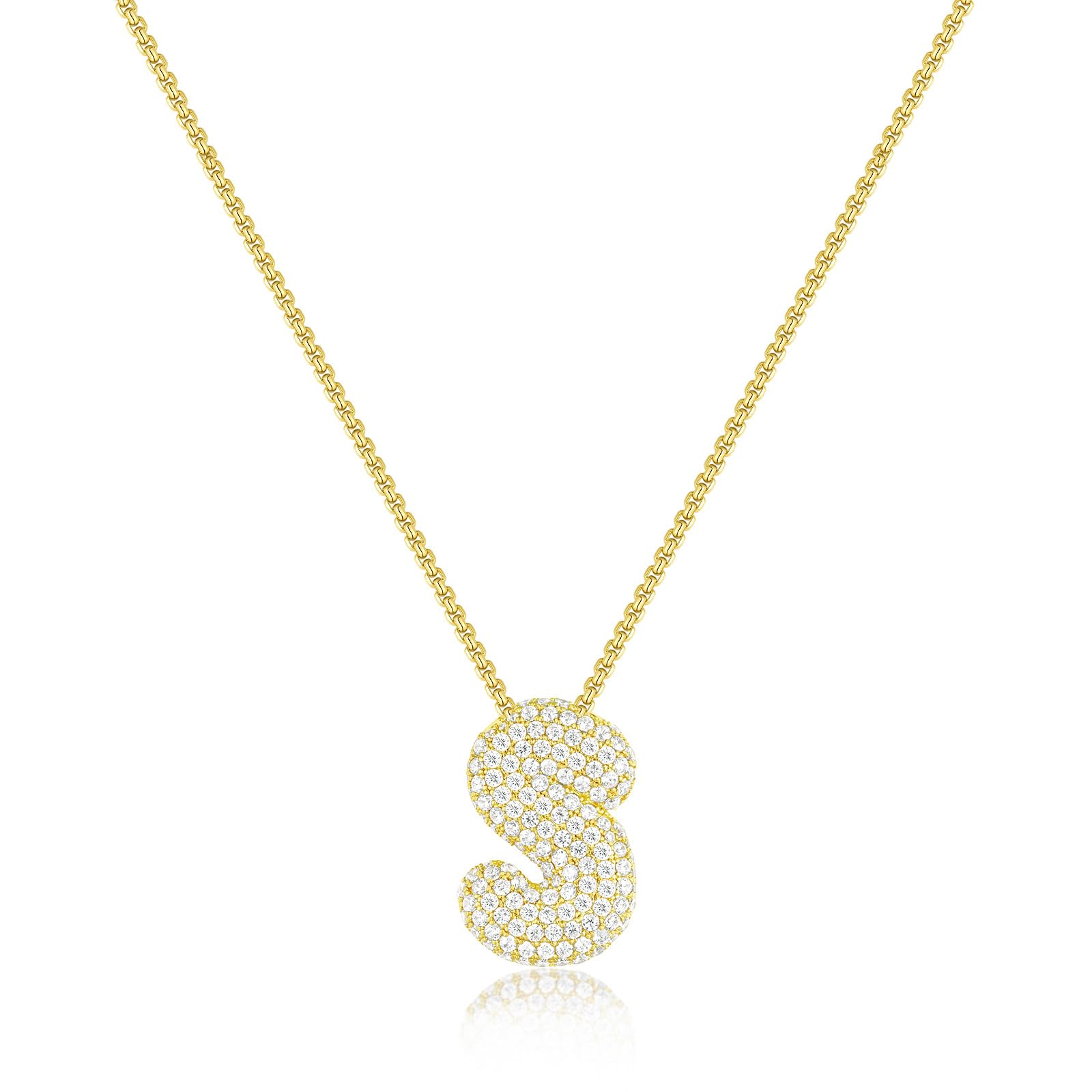 KissYan Bubble Letter Necklace, 14K Gold Plated