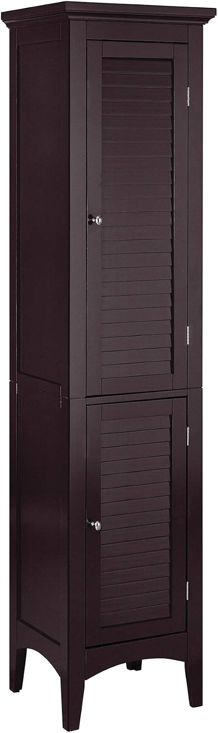 VERSANORA Teamson Home Bathroom Brown Wooden Standing Tall Cabinet Unit ELG-598, Darkbrown, 33.7 x 38.1 x 160 cm