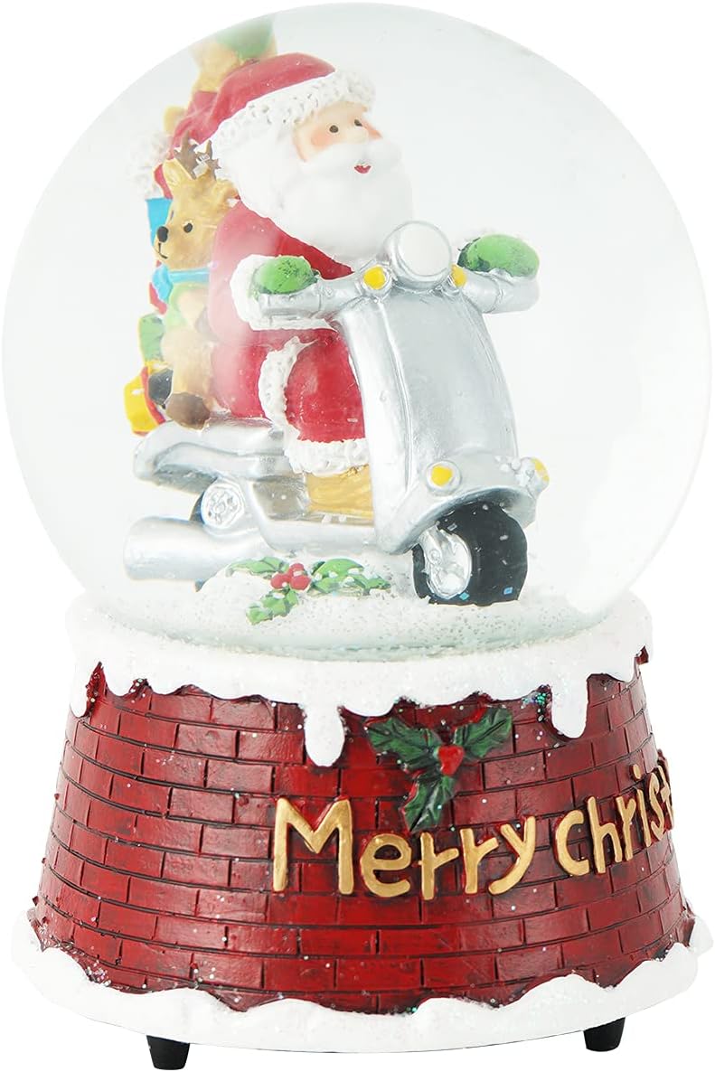 Snow Globes - Snow Globes Glitter Water Globe Santa Claus Decoration Musical Snow Globes Decor Plays We Wish You a Merry Christmas, 100mm, Motorcycle