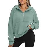 ATHMILE Womens Hoodies Long Sleeve Fleece Quarter Zip Pullover Workout Oversized Sweatshirt Fall Winter Crop Jacket Tops 2025