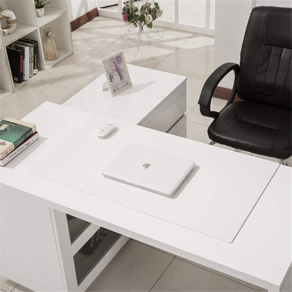 LL-COEUR Multifunctional Office Table Mat Leather Computer Desk Pad Waterproof Mouse Pad 3.5mm (600 x 370 x 3.5 mm, White)