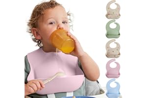 MIGHTY MONKEY BPA Free Waterproof Silicone Feeding Bib, Baby and Toddler Adjustable Food Catcher, Dishwasher Safe Bibs, Eating and Drinking Essentials for Boys, Girls, Drooling Teething Babies, Pink