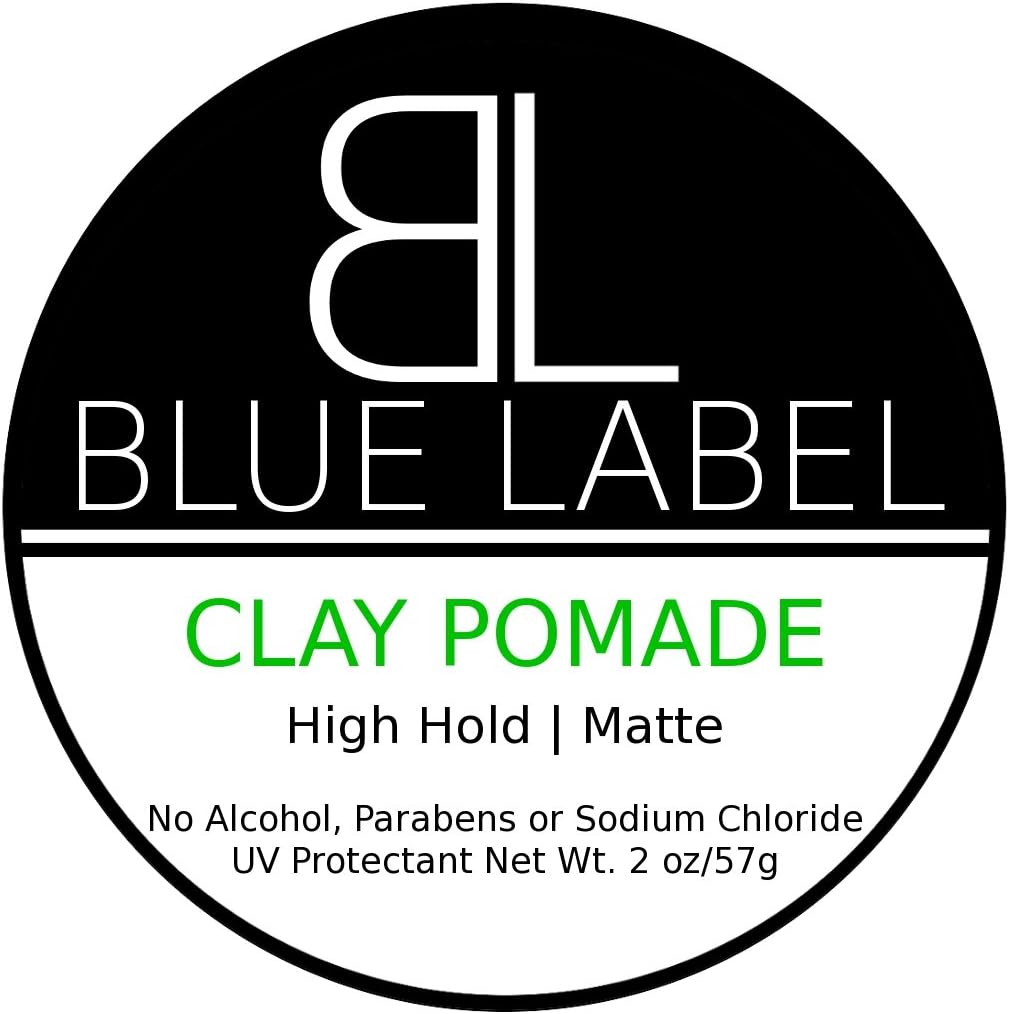 BLUE LABEL CLAY Pomade Premium Men's Best Hair Styling Product Beeswax High Hold & Matte Finish