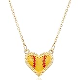 HEYOLL Softball/Volleyball/Basketball/Baseball/Soccer/Football Necklace for Women Girls, Heart Necklace Sport Accessories Hypoallergenic Game Day Team Jewelry Gifts