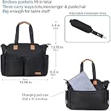 Lekebaby Large Nappy Changing Bag Quilted Black with Mat Diaper Tote view 4